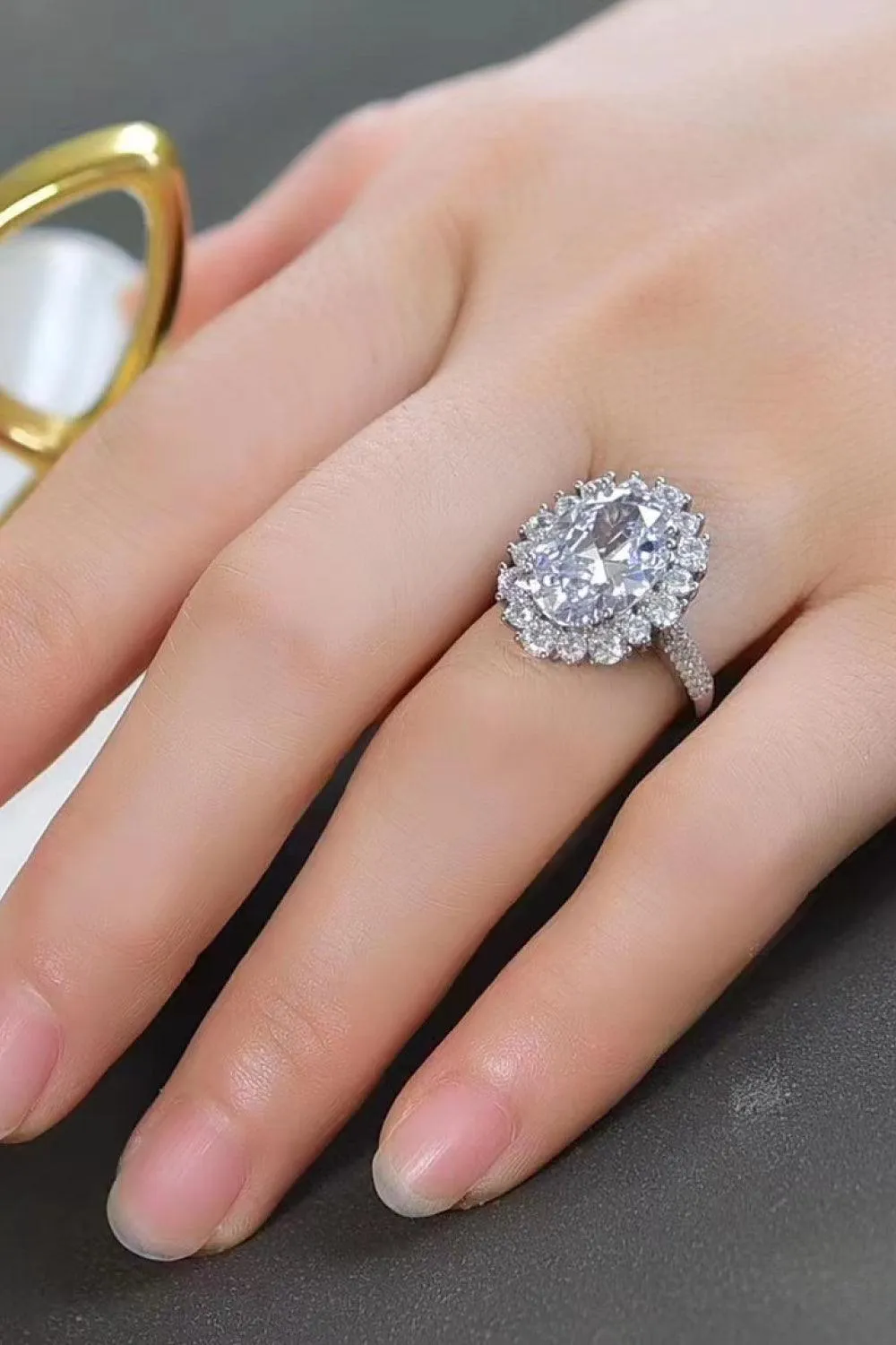 Glamorous Oval Cut 8 Carat Moissanite Ring