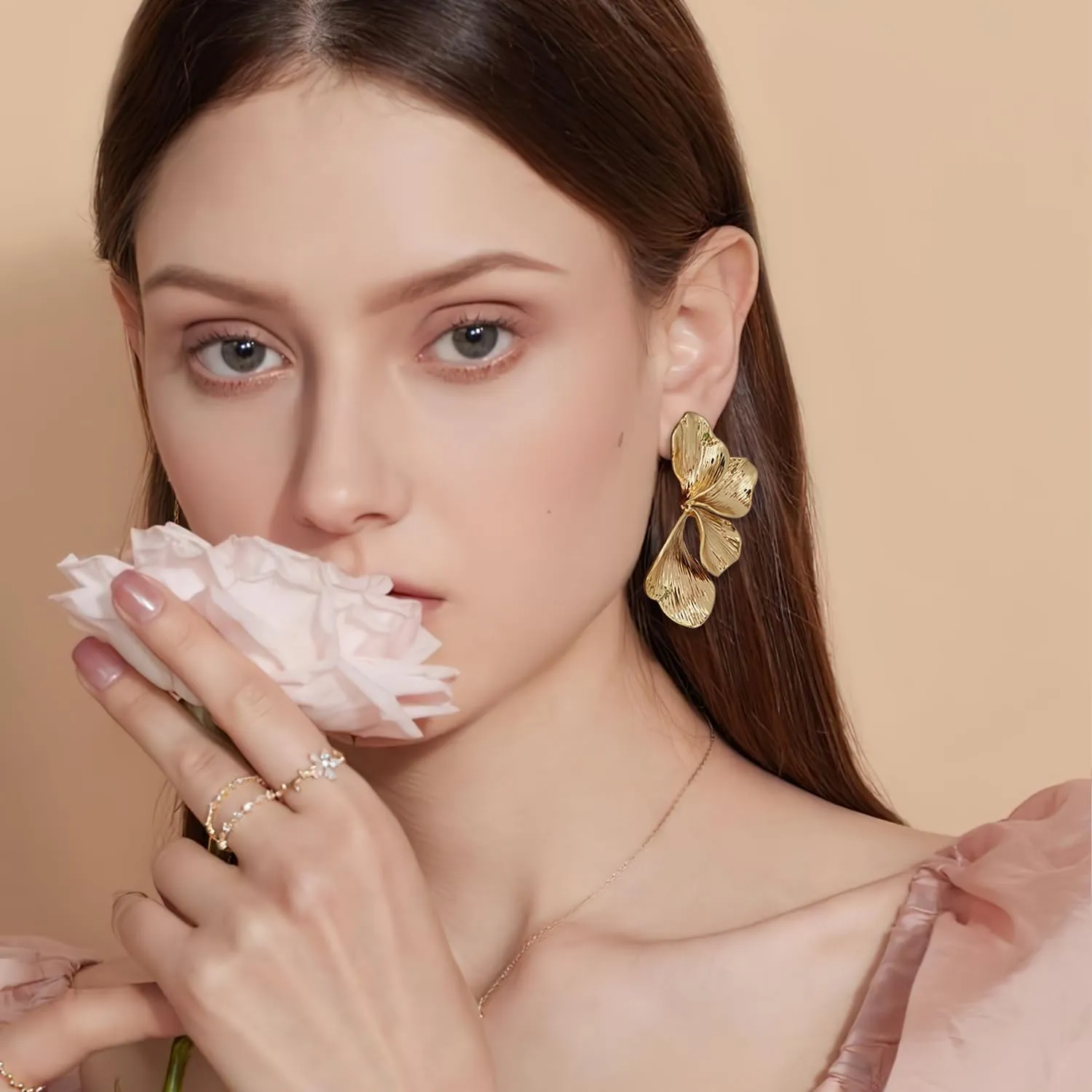 Gold Earrings For Women Gold Leaf Earrings Worn Gold dangle drop Earrings Fashion Jewelry Gift