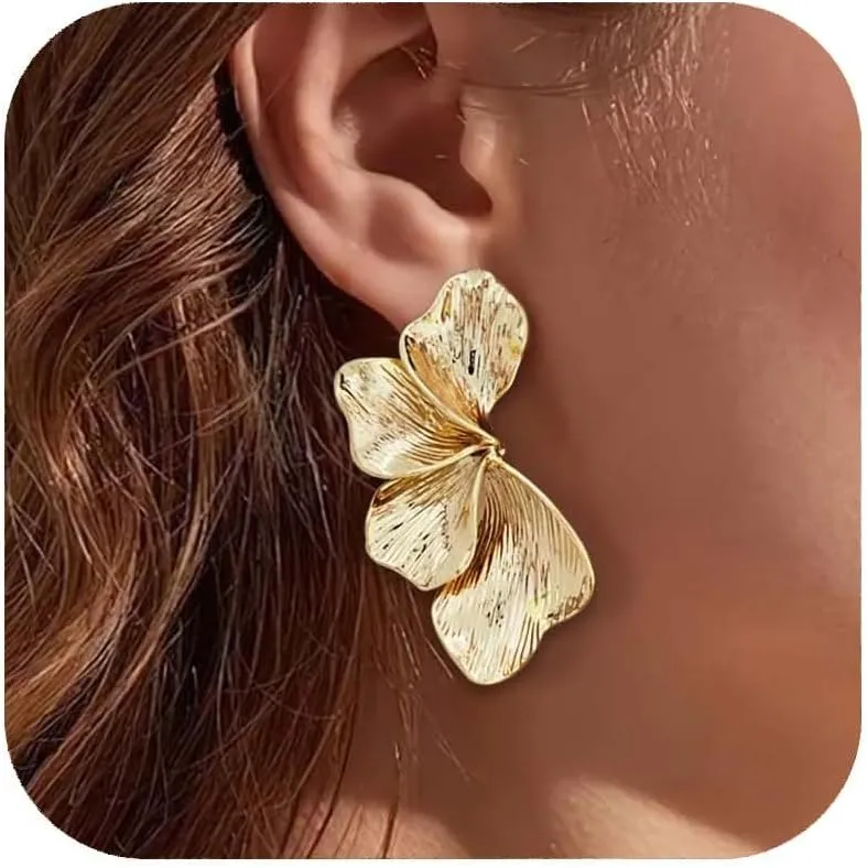 Gold Earrings For Women Gold Leaf Earrings Worn Gold dangle drop Earrings Fashion Jewelry Gift