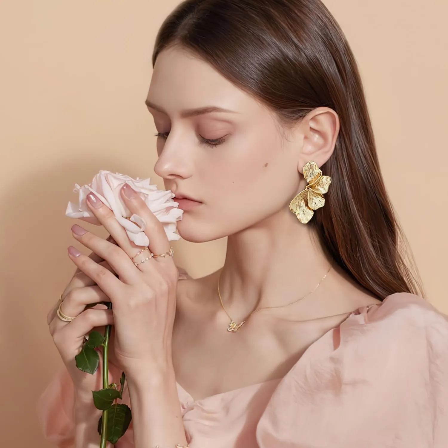 Gold Earrings For Women Gold Leaf Earrings Worn Gold dangle drop Earrings Fashion Jewelry Gift