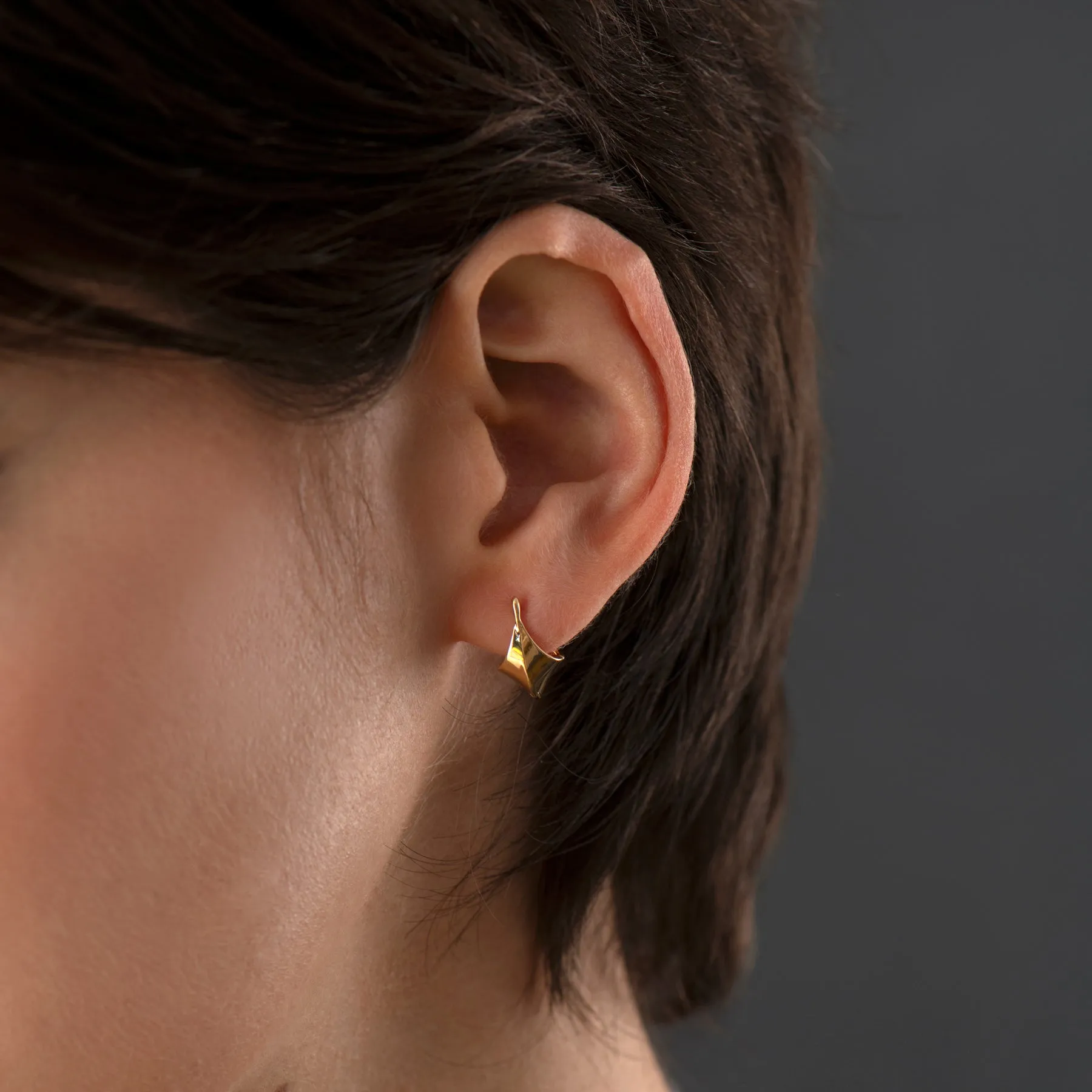 Gold Edgy Huggie Earrings