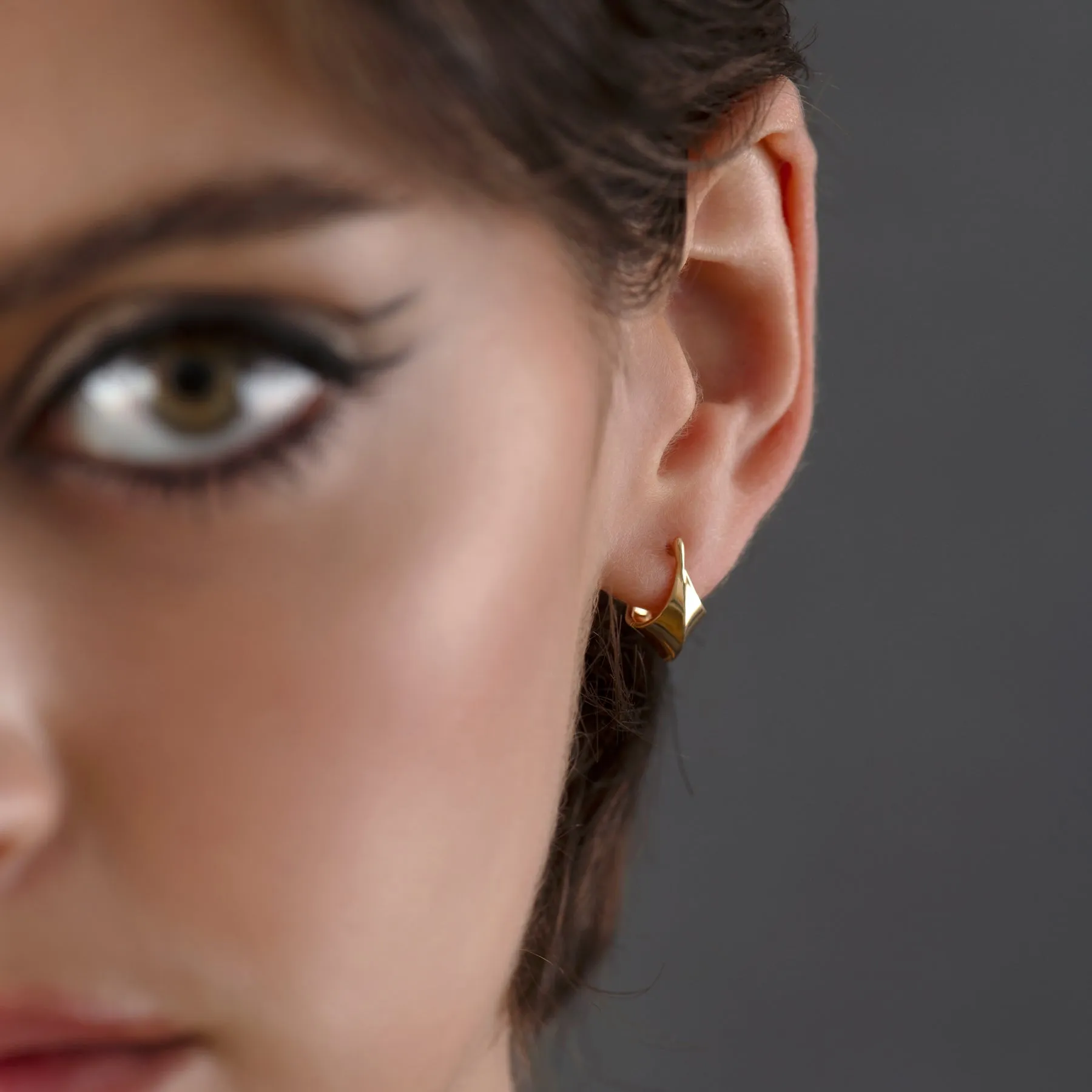 Gold Edgy Huggie Earrings