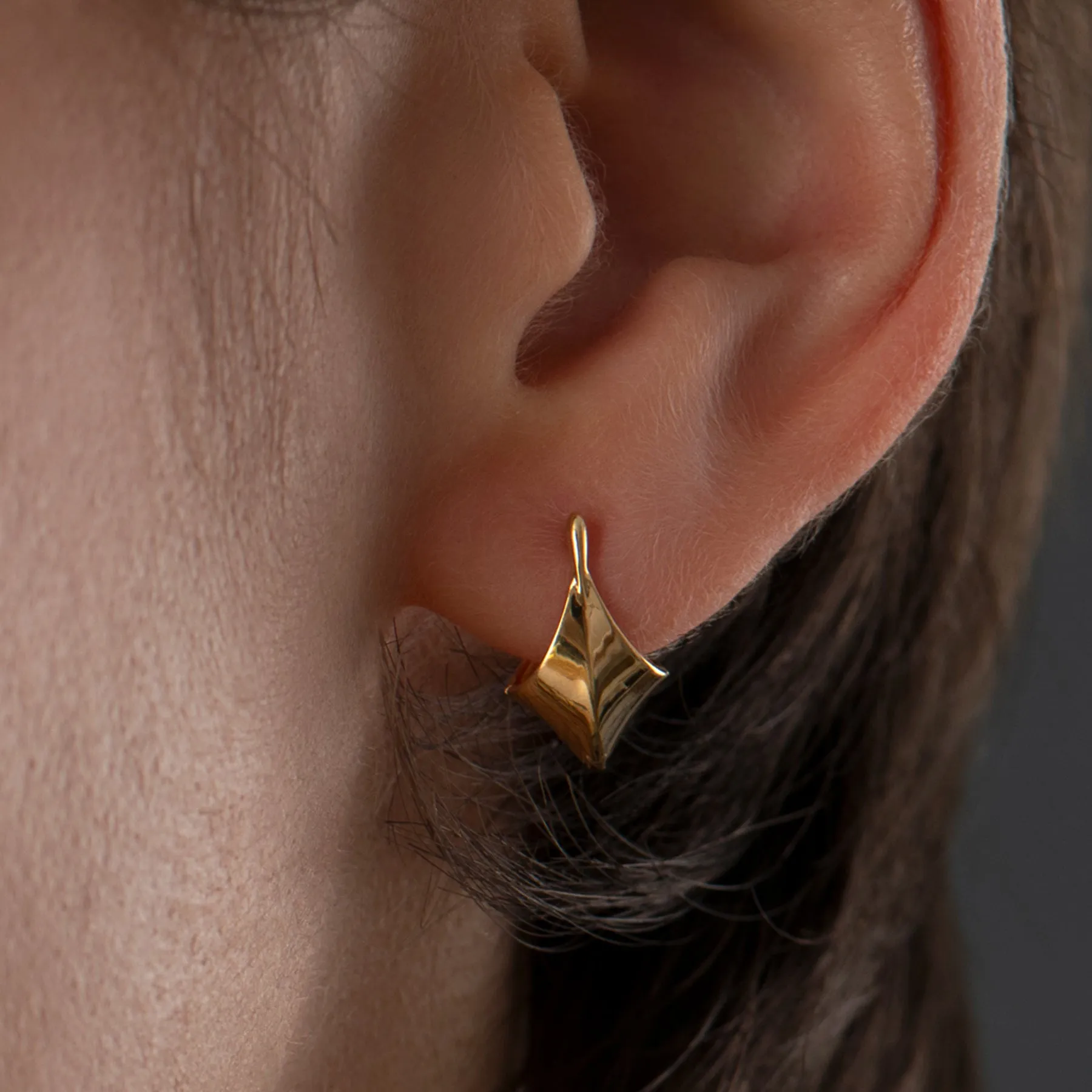 Gold Edgy Huggie Earrings