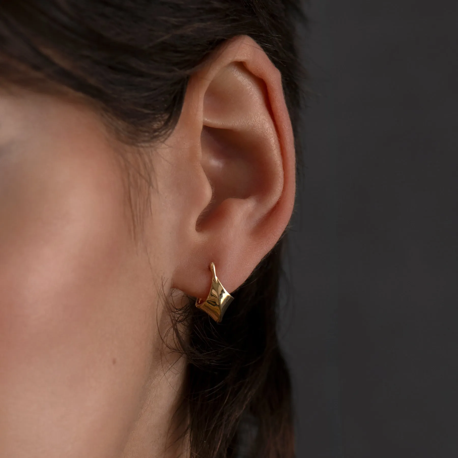 Gold Edgy Huggie Earrings
