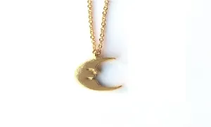Gold Half Moon Pendant Necklace for Women