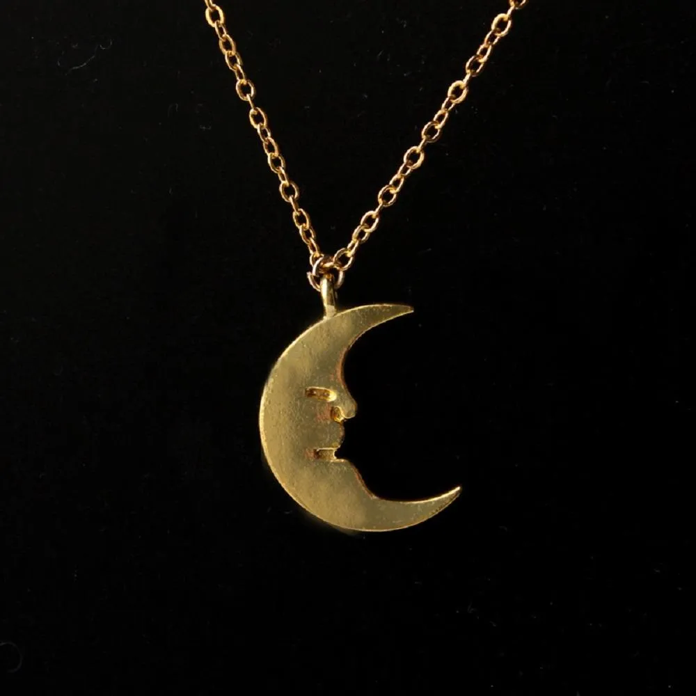 Gold Half Moon Pendant Necklace for Women