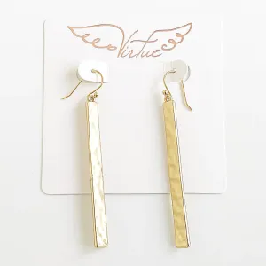 Gold Hammered Bar Earrings