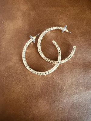 Gold Hammered Hoop Earring