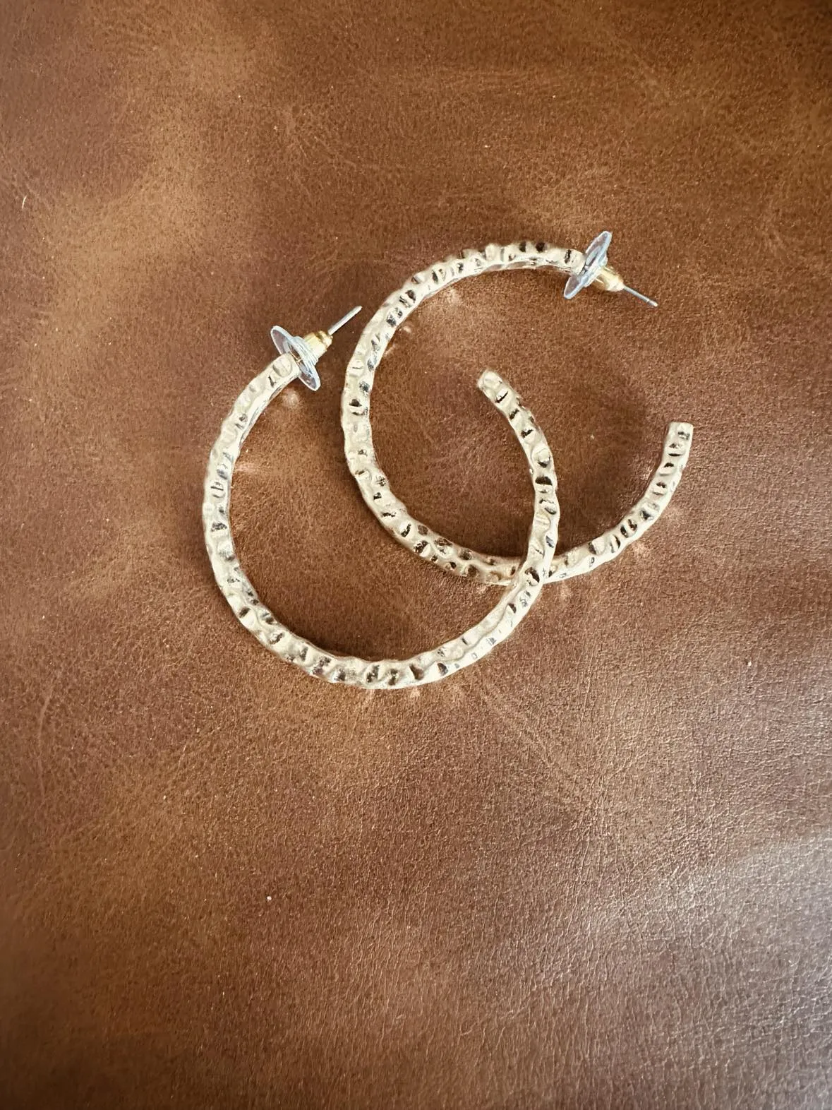 Gold Hammered Hoop Earring
