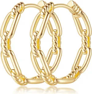 Gold Hoop Earrings for Women 14K Gold Earrings for Women Design Hypoallergenic Lightweight Gold Hoop Earrings Women Earrings Hoops 25 MM/ 30 MM