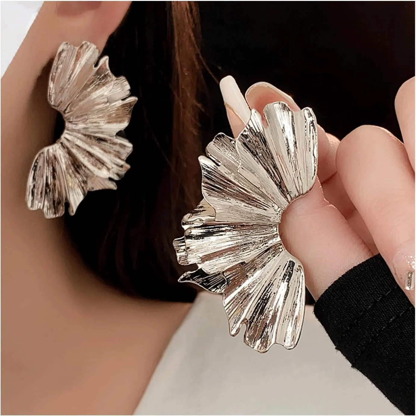 Gold Statement Earrings for Women Large Gold Earrings Gold Flower Earrings Ginkgo Leaf Earrings Summer Beach Party Jewelry for Women