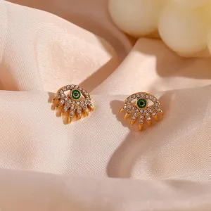 Green Evil Eye Studs