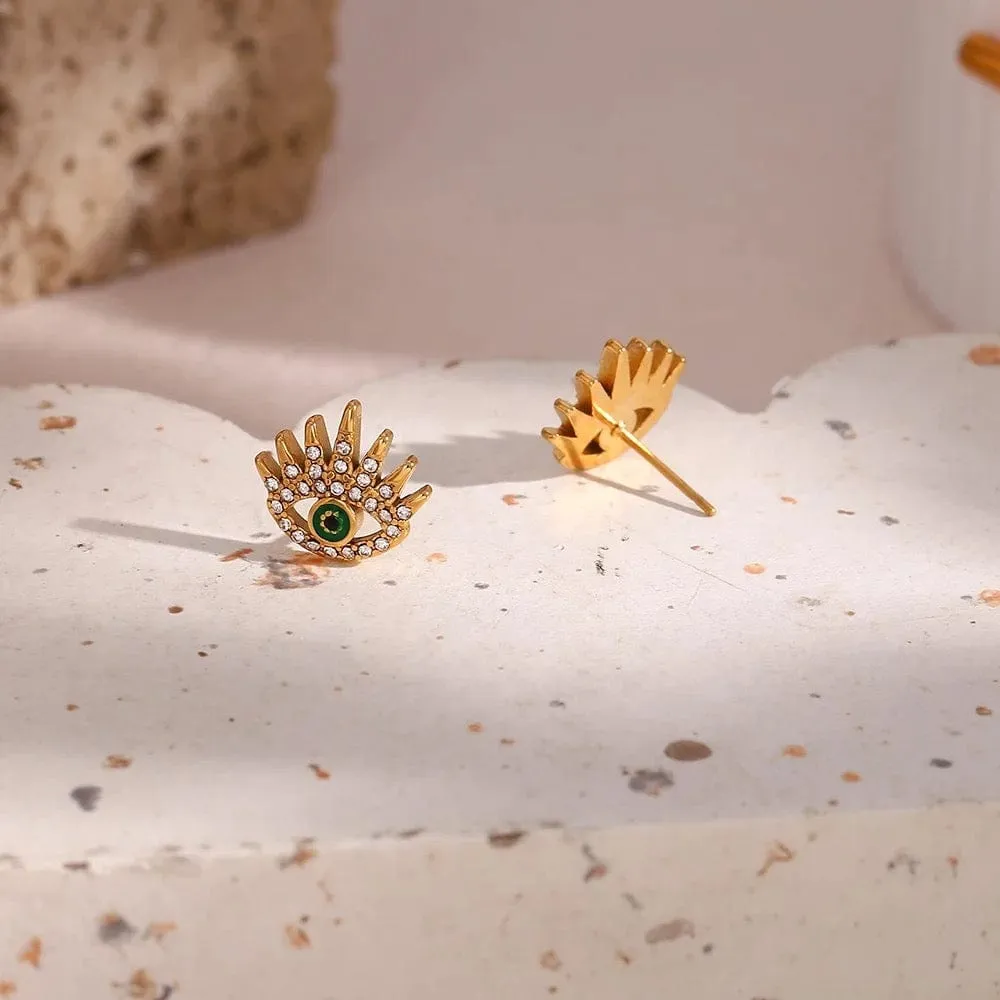 Green Evil Eye Studs
