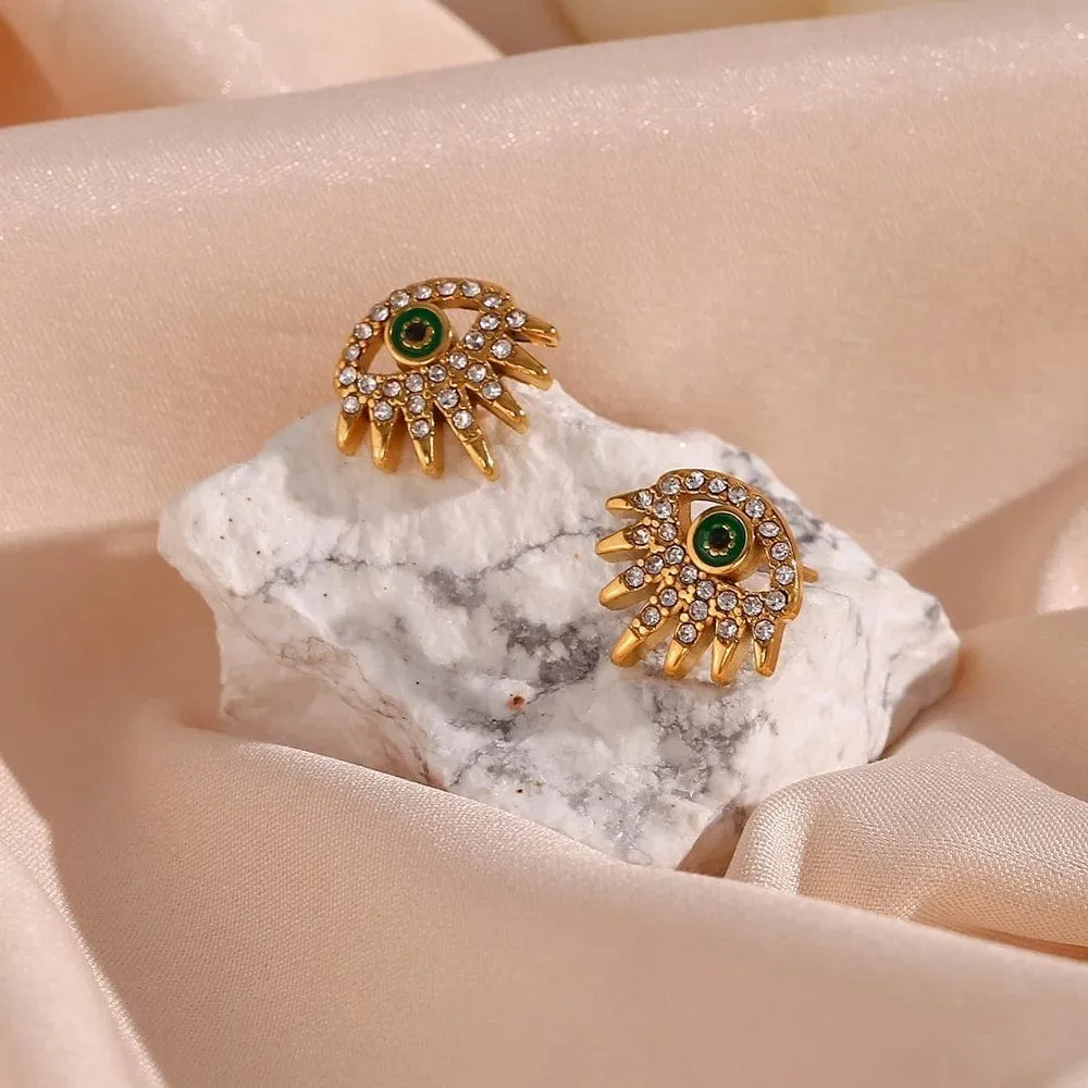 Green Evil Eye Studs