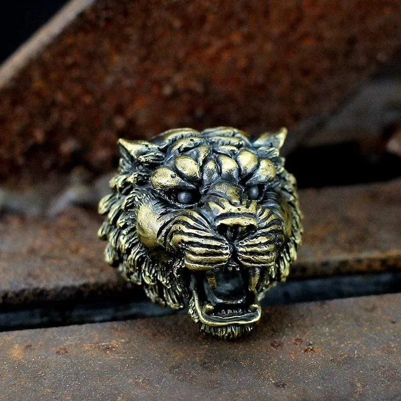 Growling Tiger Brass Ring