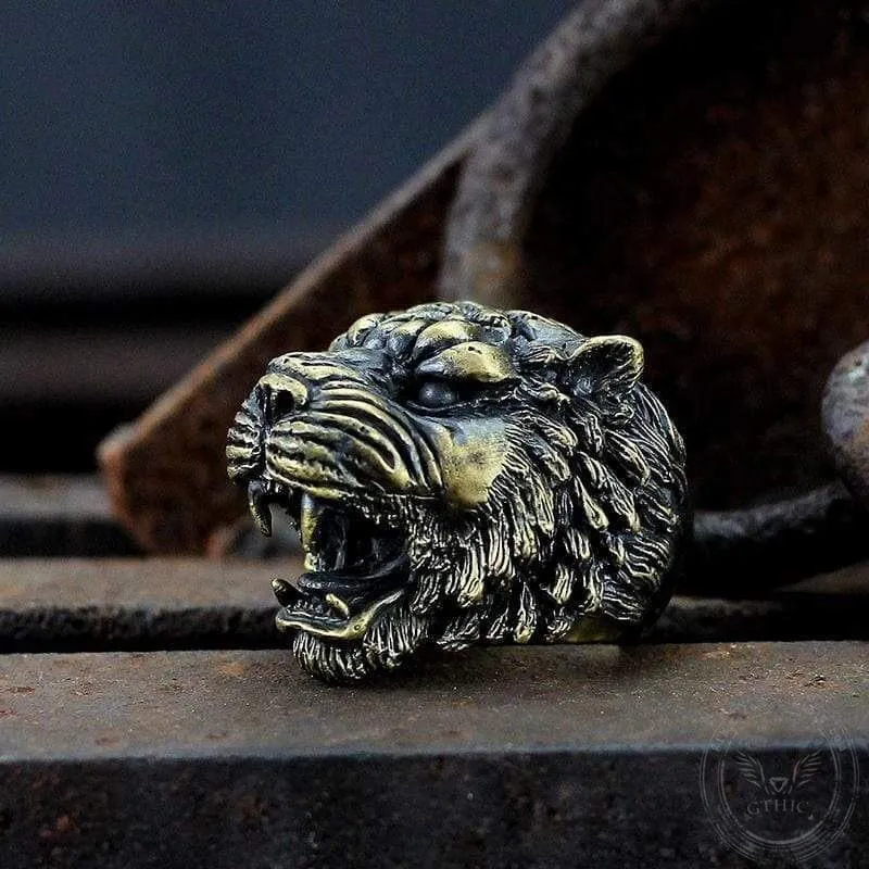 Growling Tiger Brass Ring