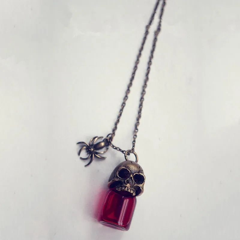 Halloween Spider & Skull Necklace