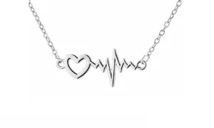 Heartbeat Zigzag Wave Pattern Pendant Necklace