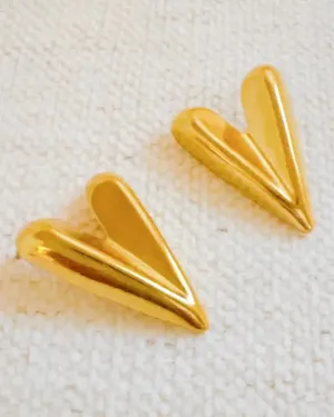 Hey Love Heart Stud Earrings - Gold