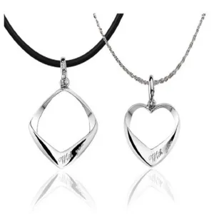 His and Hers Necklace for Couples- "With You" Engraved Necklaces