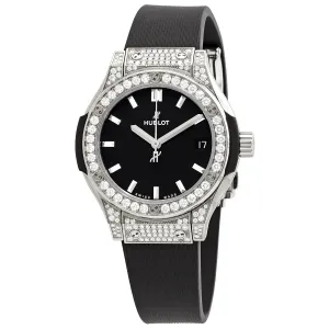 Hublot Classic Fusion Mat Black Dial Diamonds Ladies Watch 581.NX.1171.RX.1704