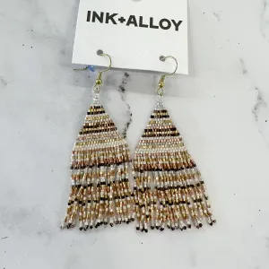 Ivory, Gold, Rose Gold Fringe Luxe Stripe Earrings by Ink & Alloy