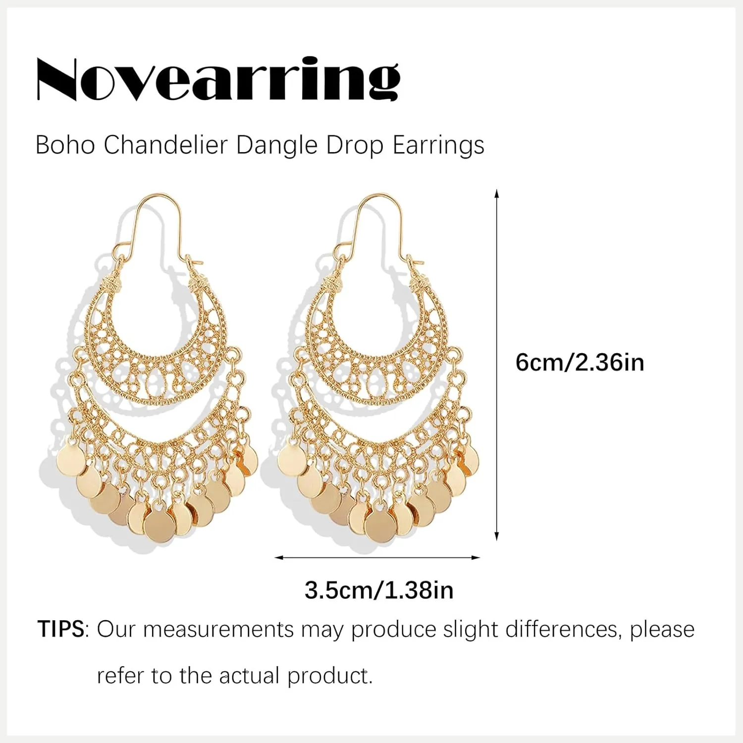 Jhumkas Indian Earrings for Women Gold Chandelier Earrings Boho Drop Earrings Bollywood Hollow Long Dangle Earrings Wedding Party Prom Gold Jewelry Gift