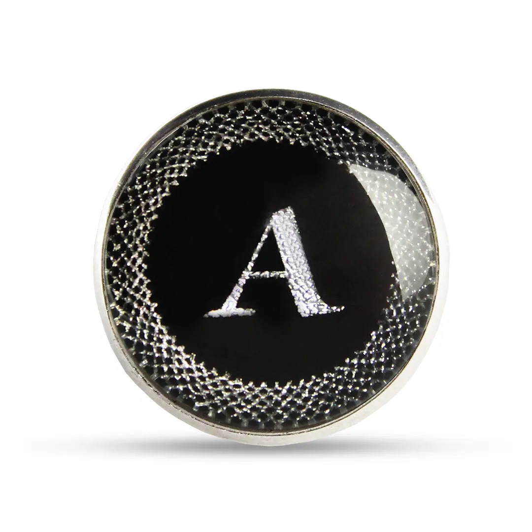 Kavove Alphabet 'A' Black Colour Lapel Pin