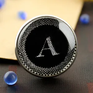 Kavove Alphabet 'A' Black Colour Lapel Pin