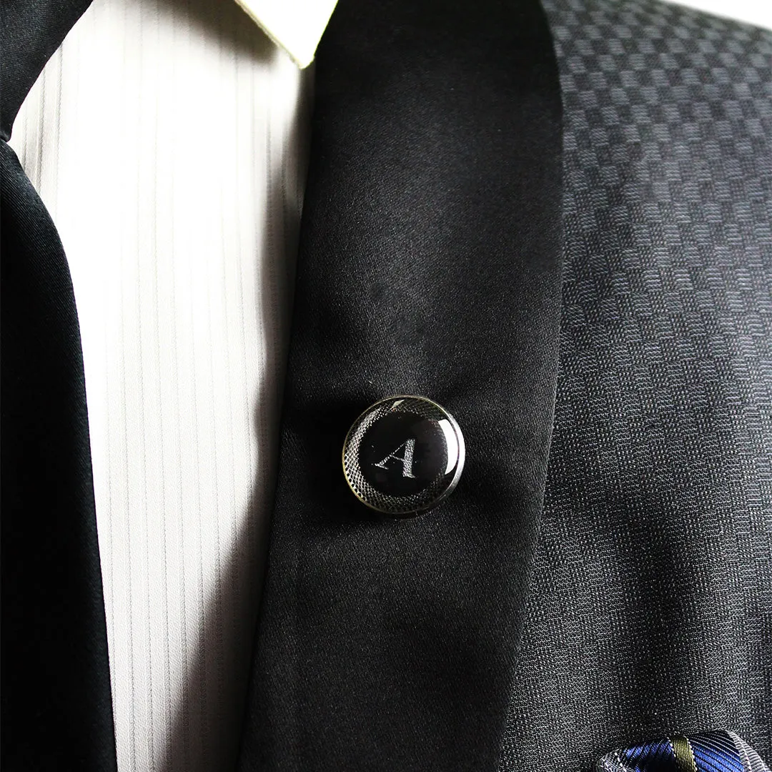 Kavove Alphabet 'A' Black Colour Lapel Pin