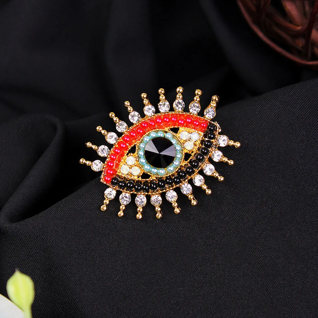 Kavove Bigg Gaze Emblem Multi Colour Brooch