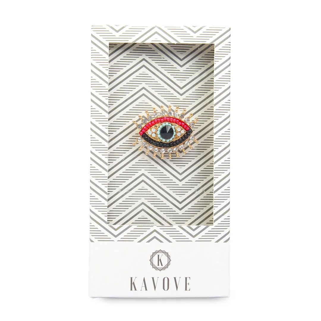 Kavove Bigg Gaze Emblem Multi Colour Brooch