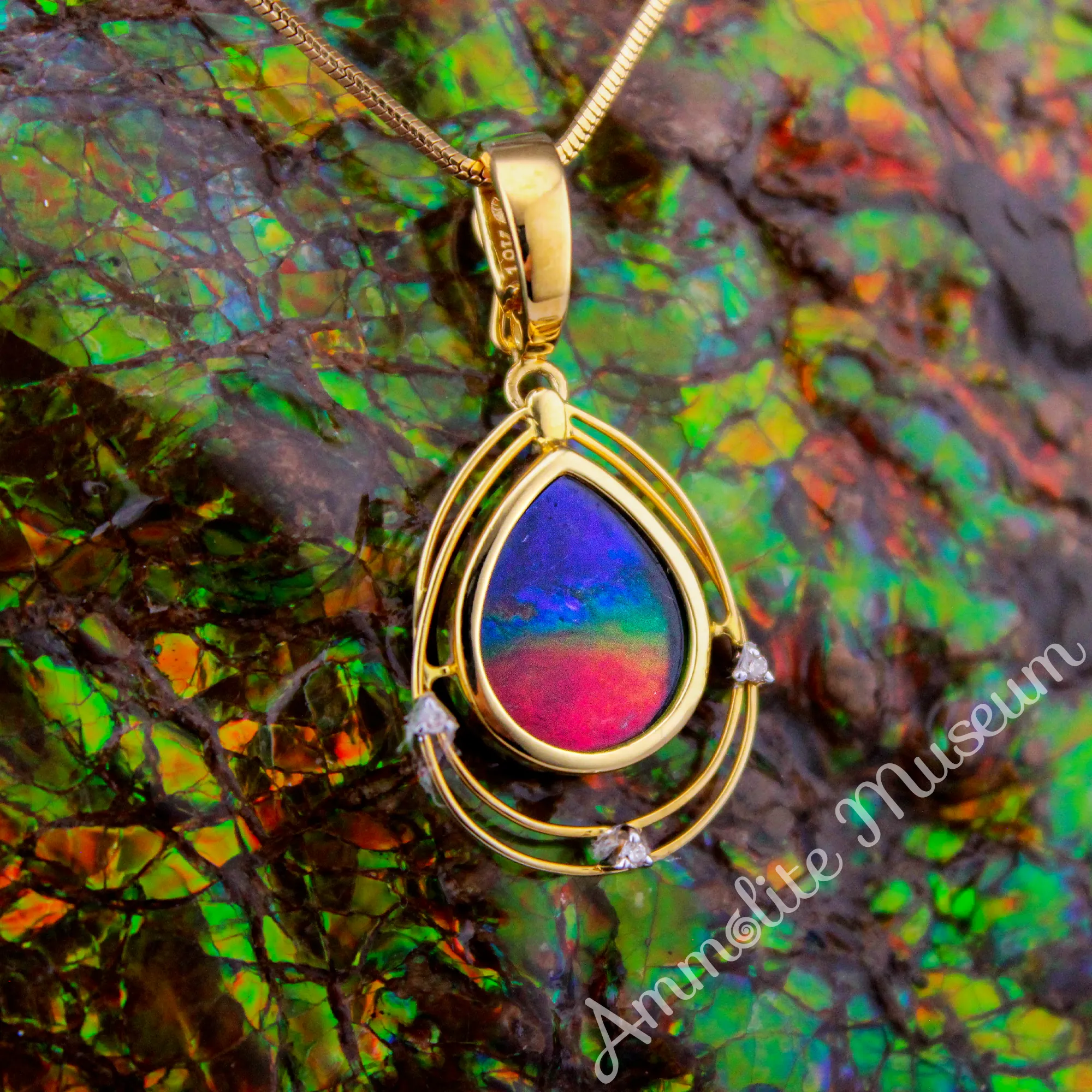 KORITE 18K Gold Teardrop Solara Pendant with Diamond Accent