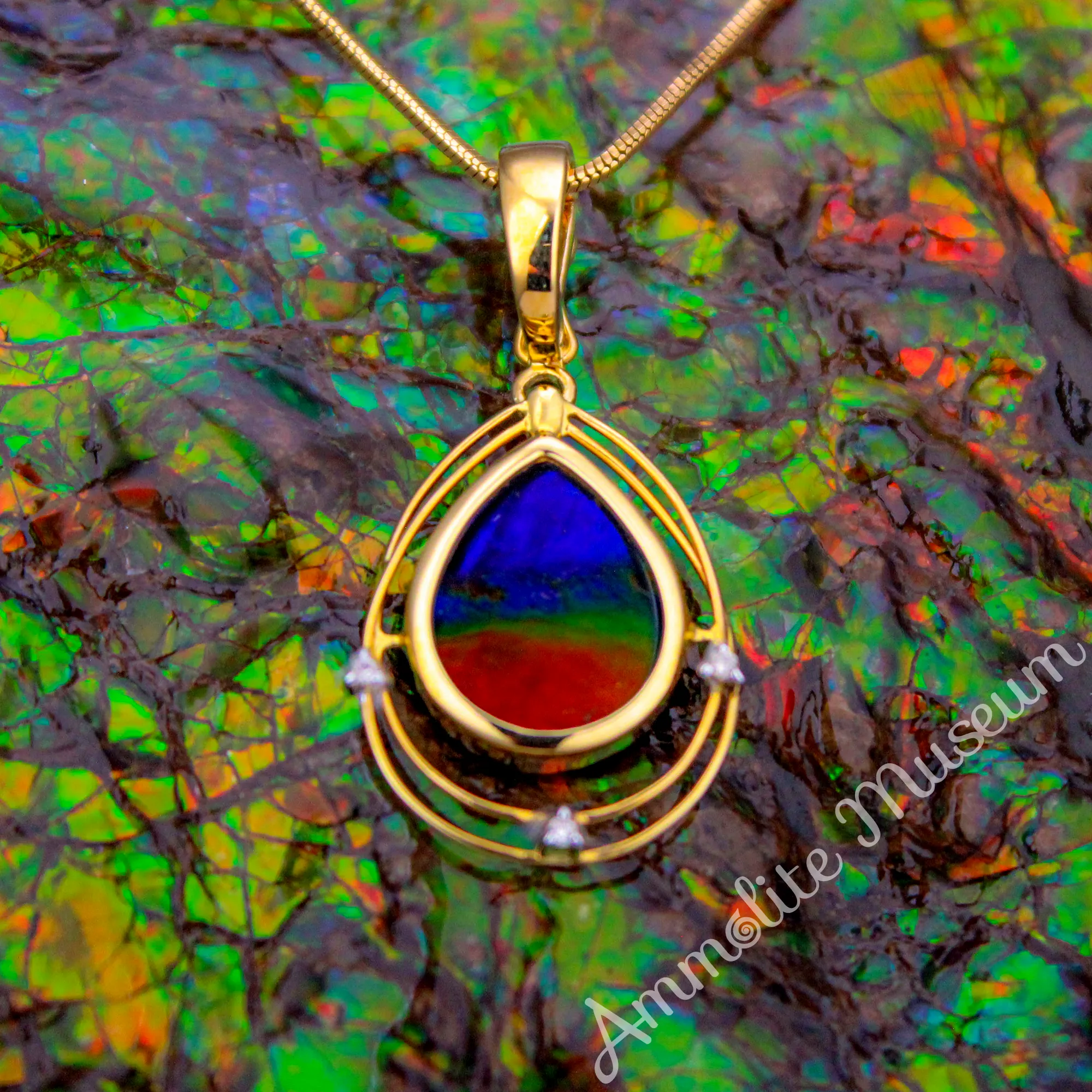 KORITE 18K Gold Teardrop Solara Pendant with Diamond Accent
