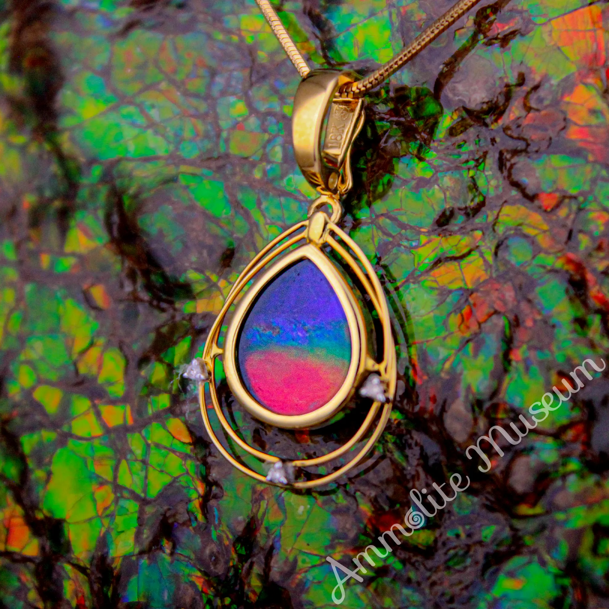 KORITE 18K Gold Teardrop Solara Pendant with Diamond Accent
