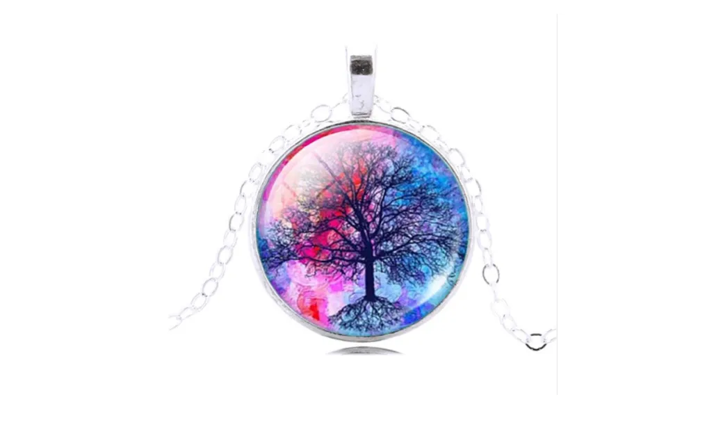 Life Tree Pendant Classic Glass Cabochon Necklace