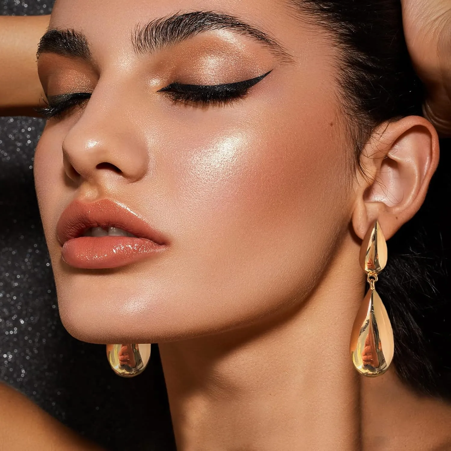 Long Waterdrop Earrings for Women Gold Droplet Hoop Dangle Earrings Fashion Jewelry for Women