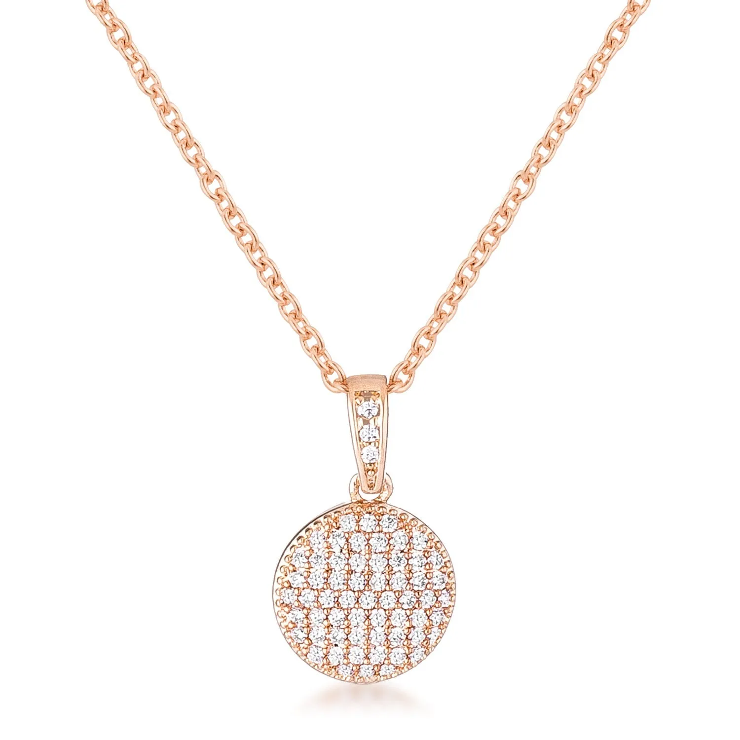 LOVCIA Elegant Rose Gold Pendant Necklace with Sparkling CZ Accents