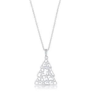 LOVCIA Holiday Pave Christmas Tree Pendant with .2 ct CZ Rhodium