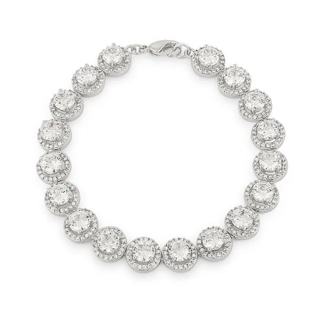 LOVCIA Jewelry Radiant Halo Zirconia Rhodium Bracelet