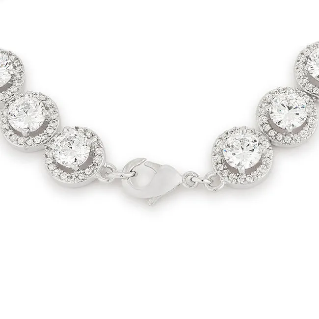 LOVCIA Jewelry Radiant Halo Zirconia Rhodium Bracelet