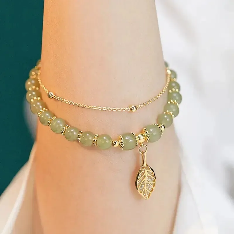 LOVCIA Opulent Hetian Jade Sterling Silver Bracelet - Luxurious Statement Piece