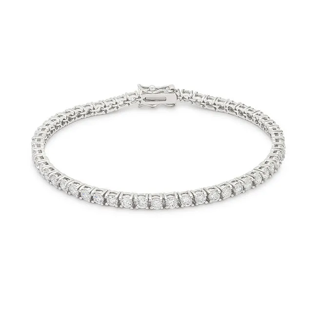LOVCIA Victorian-Inspired Rhodium-Plated Cubic Zirconia Tennis Bracelet