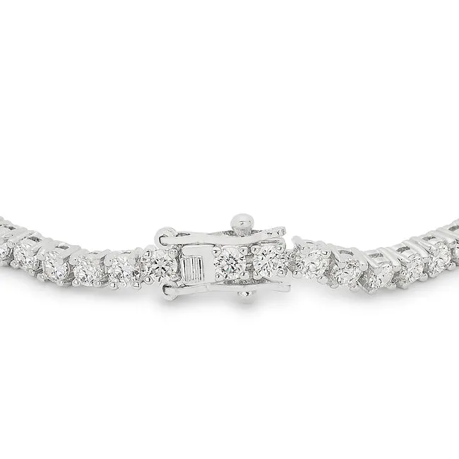 LOVCIA Victorian-Inspired Rhodium-Plated Cubic Zirconia Tennis Bracelet