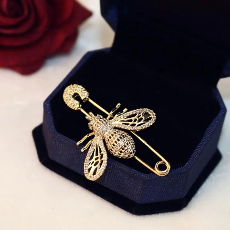 Luxurious Rhinestone Embellished Bee Brooch Pins