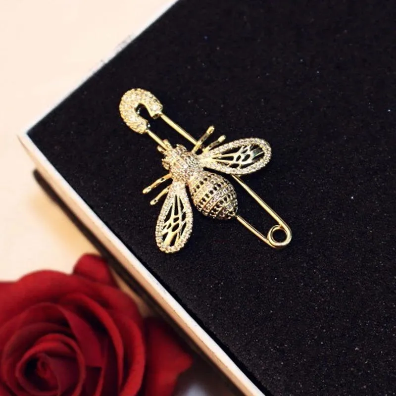 Luxurious Rhinestone Embellished Bee Brooch Pins