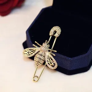 Luxurious Rhinestone Embellished Bee Brooch Pins