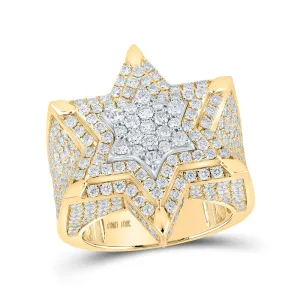 Majestic 10kt Two-tone Gold Mens Round Diamond Magen David Star Ring - 5 Cttw