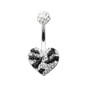 Majestic Stripe Heart Multi-Sprinkle Dot Belly Button Ring