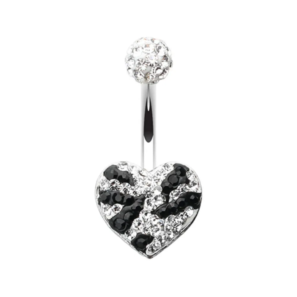 Majestic Stripe Heart Multi-Sprinkle Dot Belly Button Ring